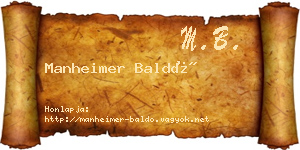 Manheimer Baldó névjegykártya